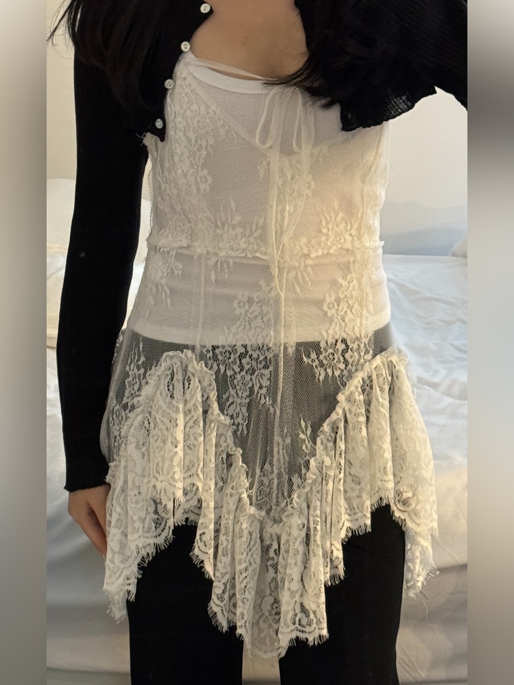Free People Dream Walk Lace Tunic - White Lace Cami Top/Dress